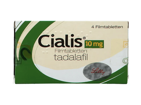 Packung Cialis 10 mg mit 4 Filmtabletten von Lilly